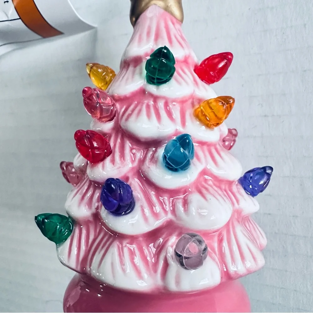 Target Wondershop Lit Retro Christmas Tree Ceramic Ornaments, White, Pin…
